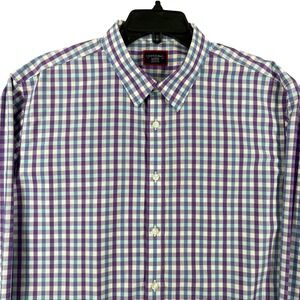 UNTUCKit Button Down Mens XL Purple Gingham Wrinkle Free Cotton Casual